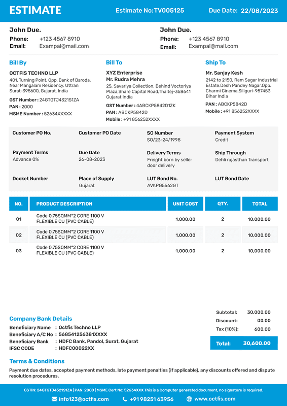 Estimate Template-7 Estimate Template-7