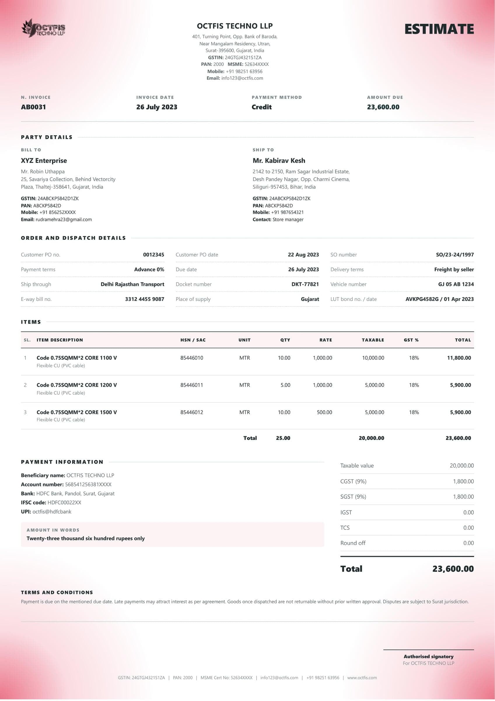 Estimate Template 12